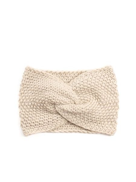 Podzimní pletená čelenka světle šedá