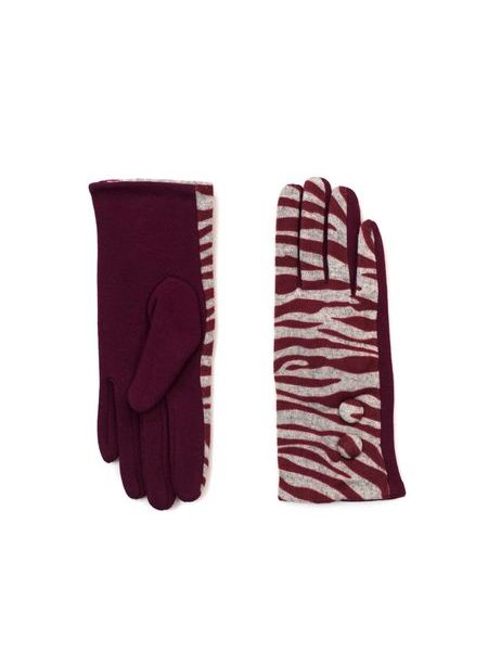 Zebra vlněné rukavice červené