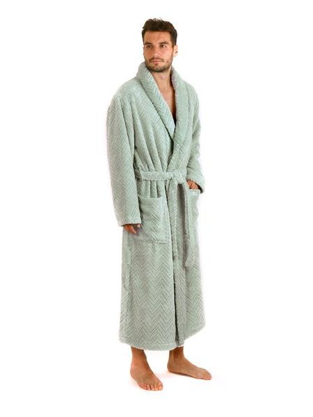 Unisex dlouhý župan se šálovým límcem ATHENA světle zelená