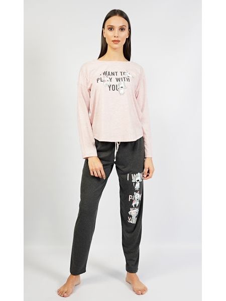 Dámské pyžamo dlouhé Veronika - světle lososová