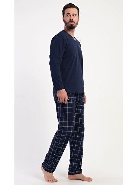 Pánské pyžamo dlouhé Daniel - tmavě modrá