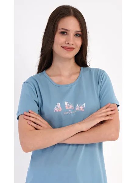 Dámské pyžamo kapri Motýl - modrošedá