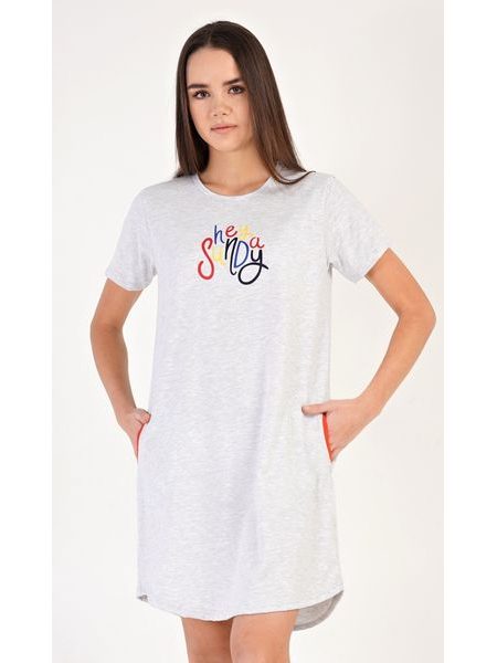 Dámské domácí šaty s krátkým rukávem Hey sunday - světle šedá