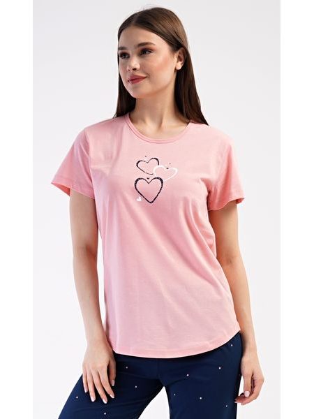 Dámské pyžamo kapri Srdce - lososová