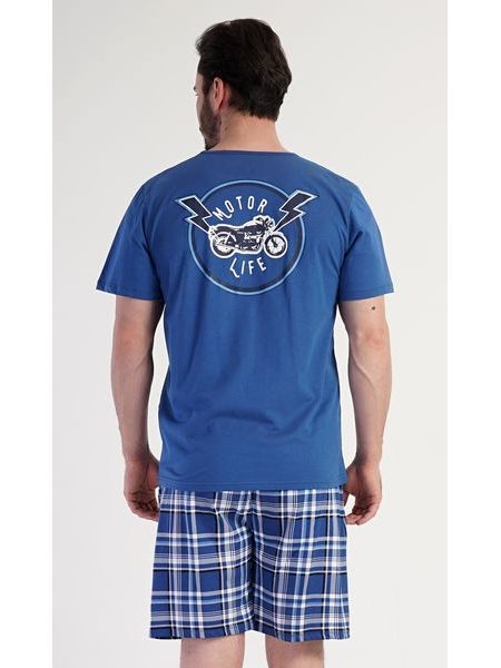 Pánské pyžamo šortky Motocycle - modrá