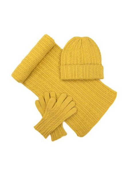 Čepice, šála a rukavice - žlutá