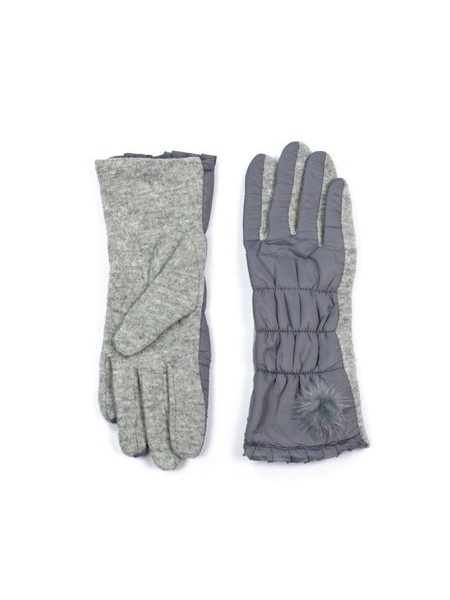 Vlněné rukavičky s králičí lemovkou hnědé