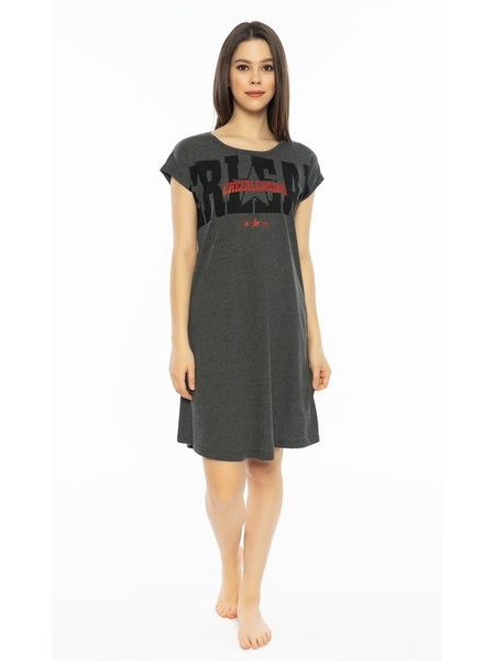 Dámská noční košile s krátkým rukávem Cheerleading - tmavě šedá