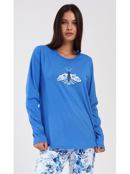 Dámské pyžamo dlouhé Dominika - modrá