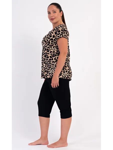 Dámské pyžamo kapri Leopard - hnědá
