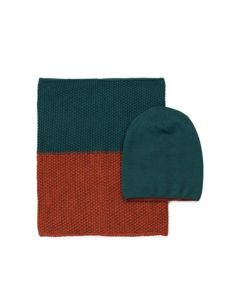 Sada nákrčník a čepice Double zelenočervená