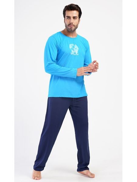 Pánské pyžamo dlouhé Matěj - modrá