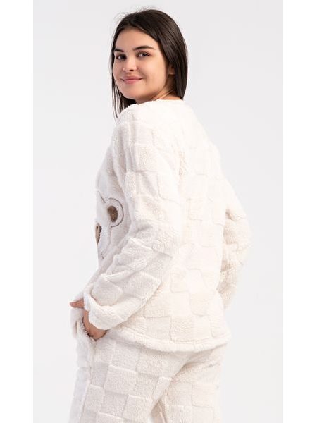 Dámské pyžamo dlouhé Teddy - smetanová