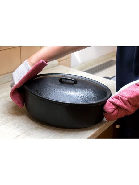 Chňapka s magnetem a podložkou z recyklované bavlny,18x32+18x25 cm, červená