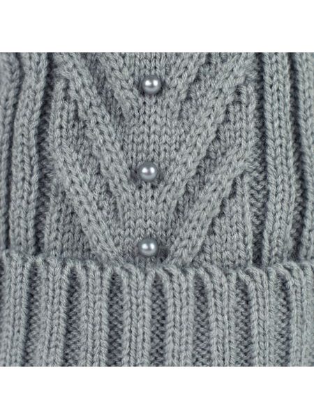 Dámská módní čepice s bambulí a perličkami červená