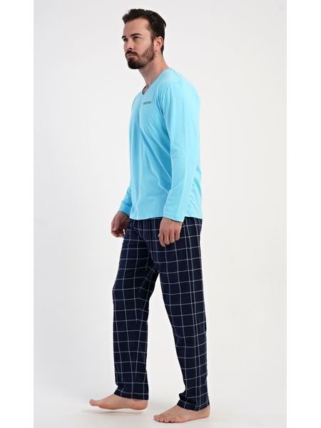 Pánské pyžamo dlouhé Daniel - azurová