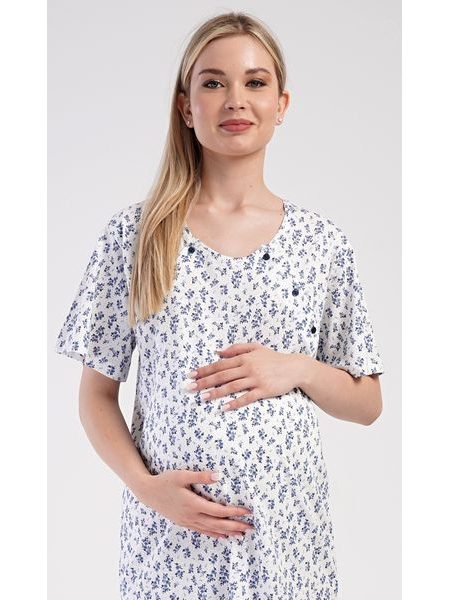 Dámská noční košile mateřská Flowers - modrá