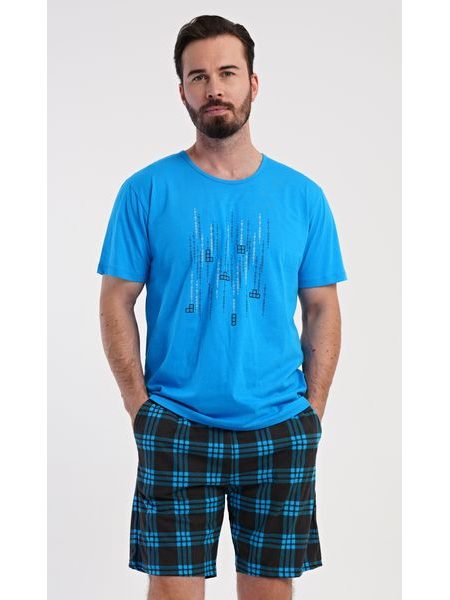 Pánské pyžamo šortky Tetris - modrá