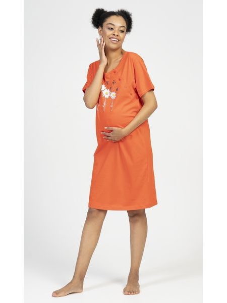 Dámská noční košile mateřská Kopretiny - korálová
