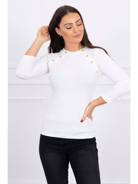 Halenka s ozdobnými knoflíky, bílá