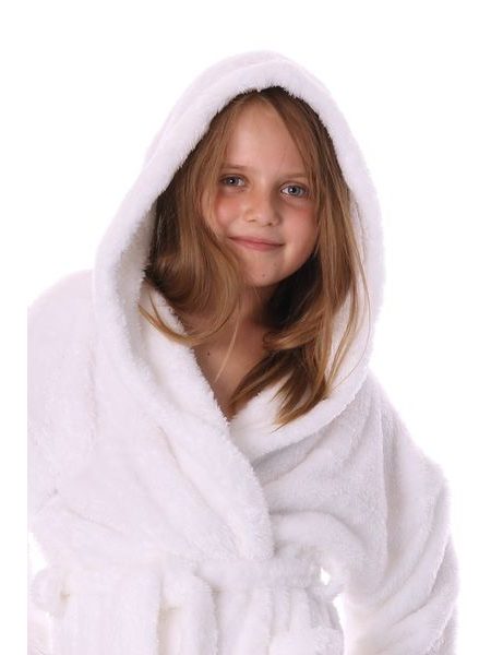 Dětský dlouhý župan s kapucí LILLY a JACK EXTRA bílá