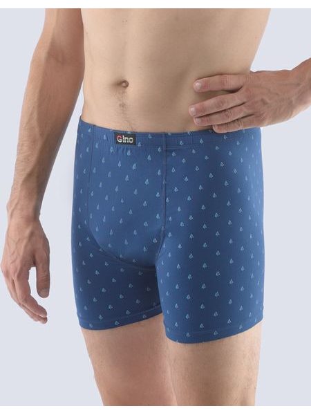 Pánské boxerky s delší nohavičkou, nadměrné, šité, s potiskem 74138P - tyrkysová lékořice