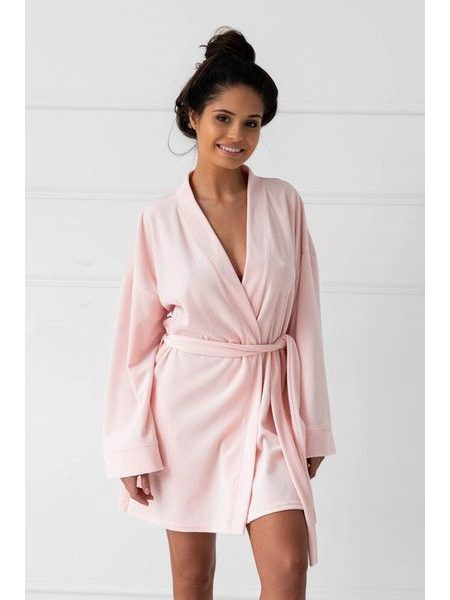 Velurový župan Gianna světle růžový