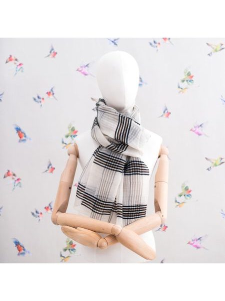 Klasický kostkovaný šál - béžový