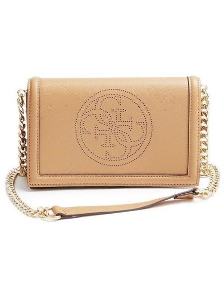 Elegantní crossbody kabelka GUESS Quattro G Perforated Cross-body Camel