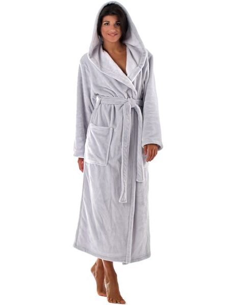 Dámský dlouhý hřejivý župan s kapucí SIENA šedá