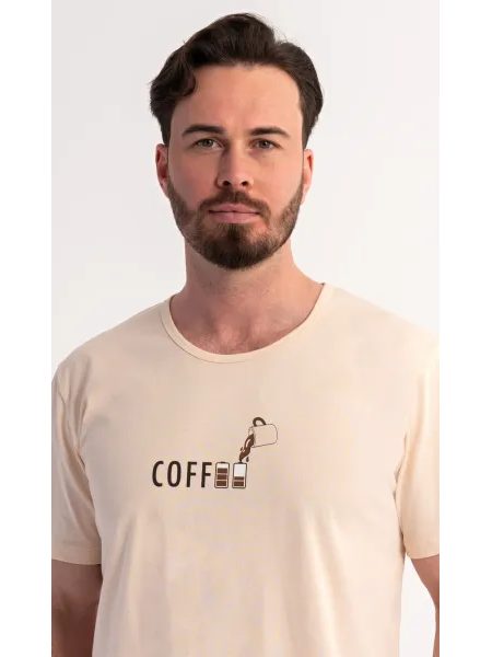 Pánské pyžamo šortky Coffee - smetanová