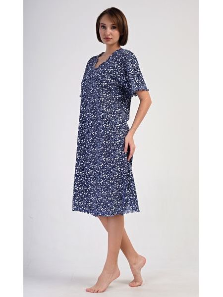 Dámská noční košile s krátkým rukávem Miriam - tmavě modrá