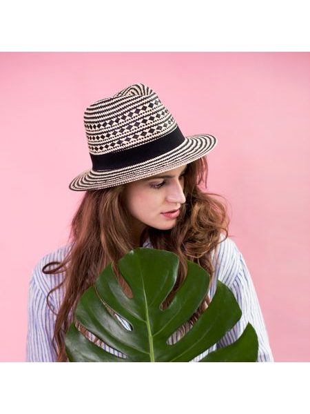 Dámský letní elegantní klobouk - černobílý