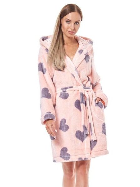 Dámský krátký župan Kola růžový srdíčka