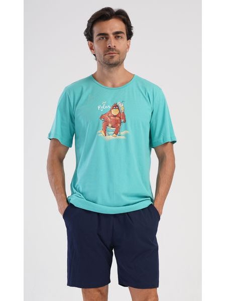 Pánské pyžamo šortky Relax - tyrkysová