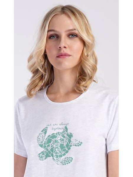 Dámská noční košile s krátkým rukávem Želva - světle šedá