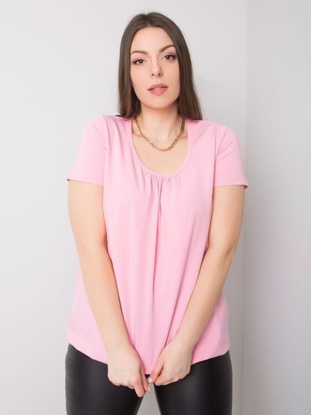 Světle růžová bavlněná halenka plus size