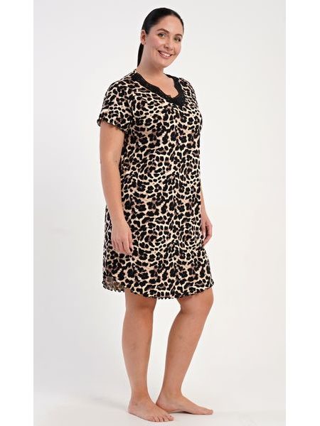 Dámská noční košile s krátkým rukávem Audrey - hnědá