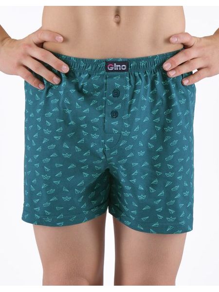 Dětské trenky volné chlapecké, šité, s potiskem - petrolejová pampelišková