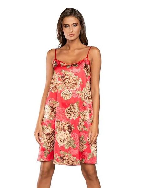 Dámská noční košilka Poezie červená s květinami