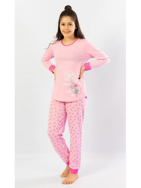 Dětské pyžamo dlouhé Malá myška - světle růžová