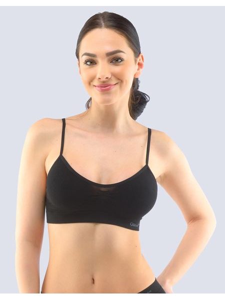 Dámský bezešvý top s úzkými ramínky GINA Bamboo PureLine 07010P - černá