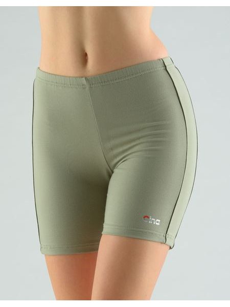 Dámské šortky krátké, dívčí, šité, klasické 93000P - šedozelená lahvová