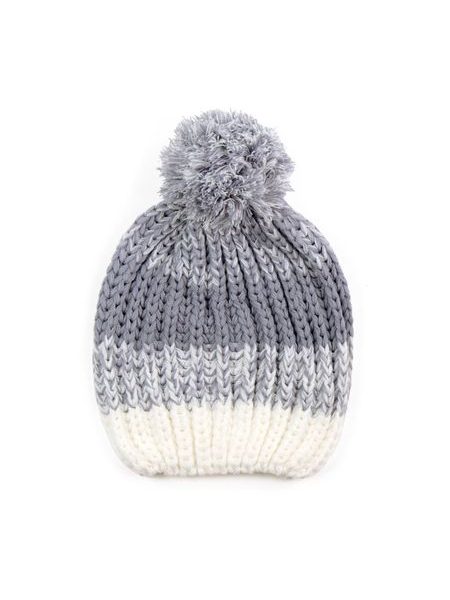 Dvoubarevná čepice s bambulí světle šedá
