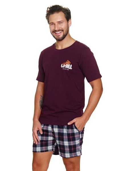 Pánské pyžamo Chill teddy vínové
