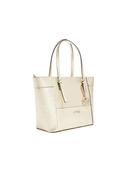 Elegantní crossbody kabelka Guess Delaney G-Shine Petite Tote zlatá