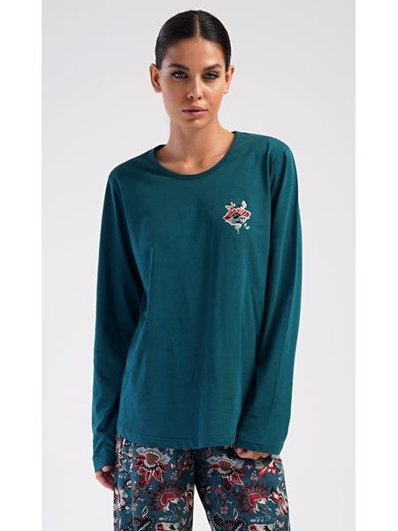 Dámské pyžamo dlouhé Ines - petrolejová