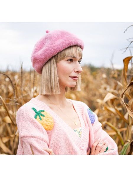 Klasický baret s anténkou šedý