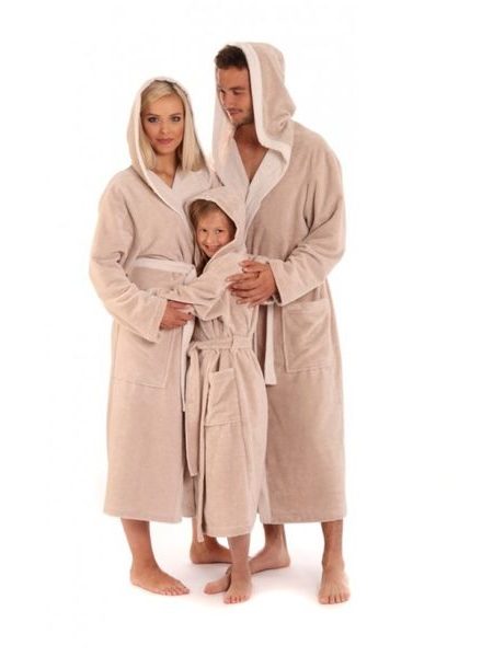 Dámský dlouhý savý župan s kapucí TAMPA duo oříšková