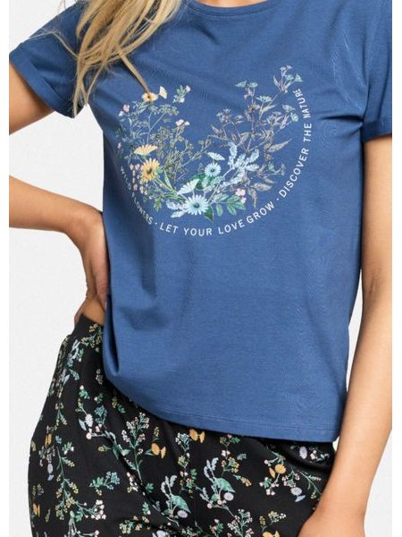 Dámské dlouhé pyžamo FANNIE - modročerné